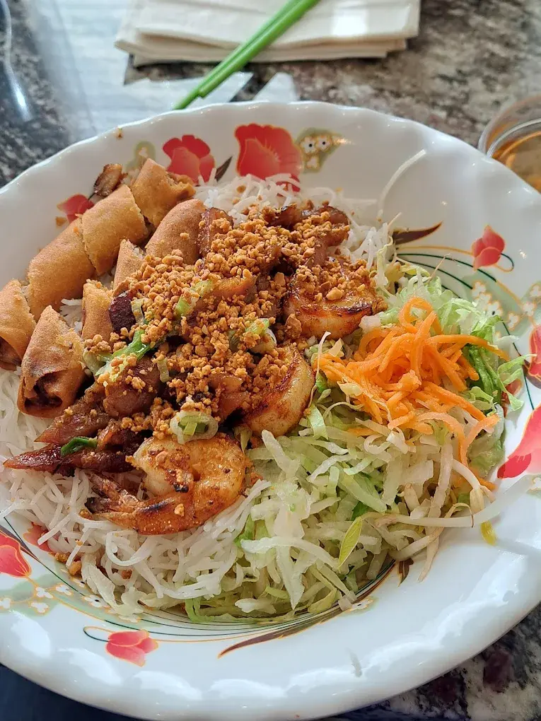 Grilled Pork Spring Roll and Vermicelli Noodles at Minh Chau Restaurant in Calgary, AB